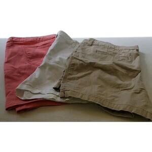 Lot of 3 Lee Regular Fit Mid Rise Straight Leg Shorts Women Coral White Brown 20